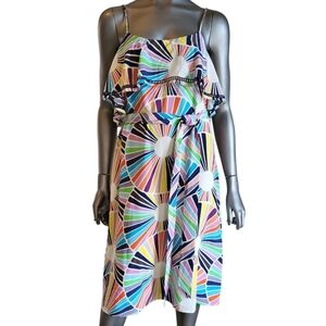 Trina Turk Colorful Silk Geometric Pattern Dress - Size 8